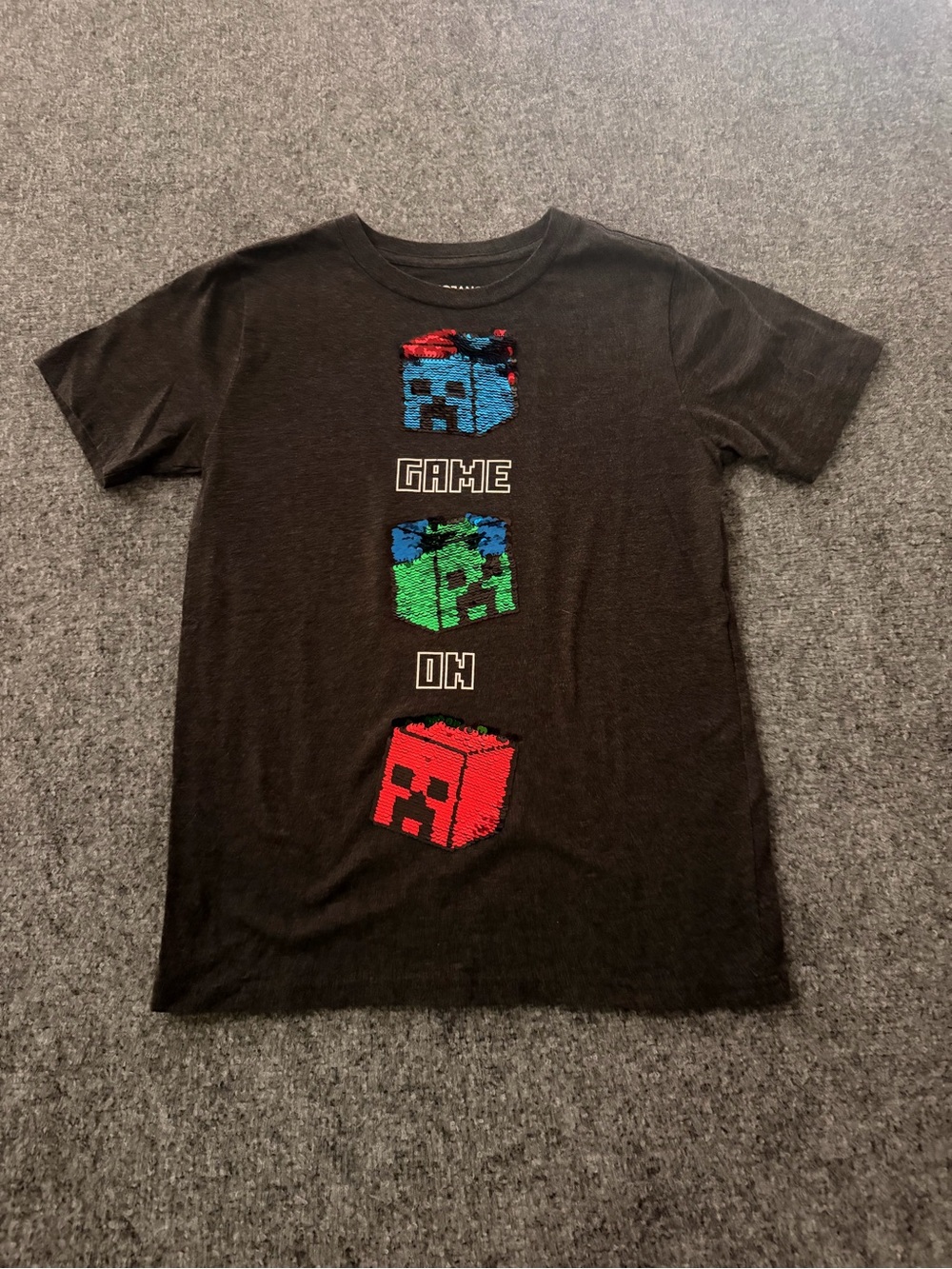 Black Kids' 'Game On' Graphic Tee with Colorful Pixel Faces